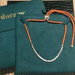 Dorsey James Bezel Paracord Necklace, Lab White Sapphire, Gold